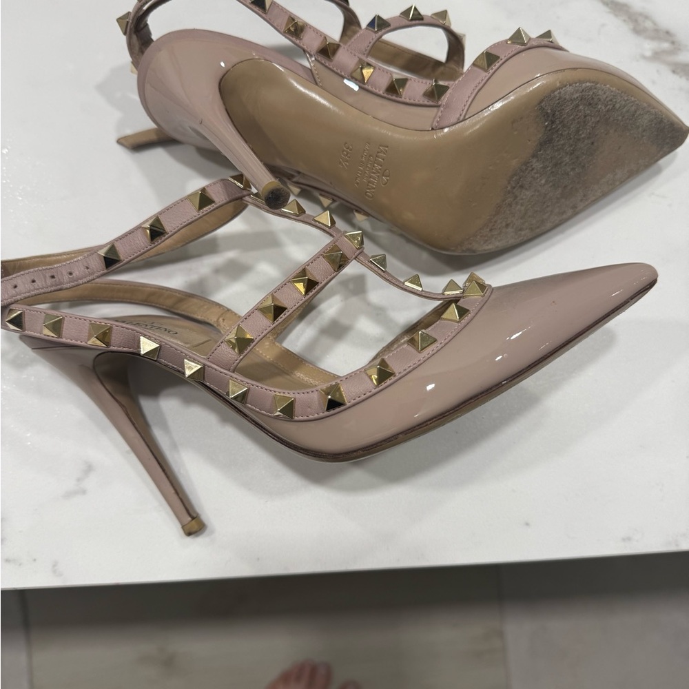 Jimmy Choo Blush Heels with Gold Studs